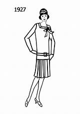 Drawing Line Flapper Fashion Dress Drawings 1920 Style 1927 Choose Board sketch template