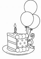 Birthday Coloring Pages Cake Happy Cupcake Printable Slice Kids Drawings Stamps Sheets Digi sketch template