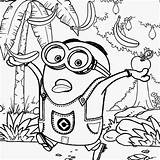Minion Coloring Kids Pages Banana Minions Costume Color Printable Drawing Rush Vector Cartoon House sketch template