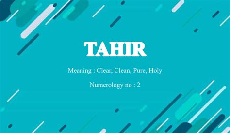 tahir name meaning