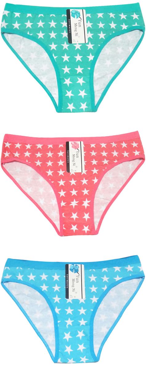 yun meng ni sexy underwear stars printed girls briefs breathable cotton