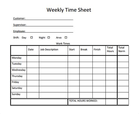 timesheet template  template business