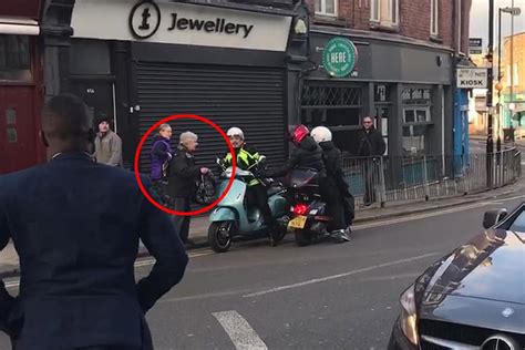 dramatic moment 80 year old granny confronts moped gang as they ambush