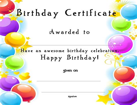 wwwcertificatetemplateorg happy birthday certificate   kids