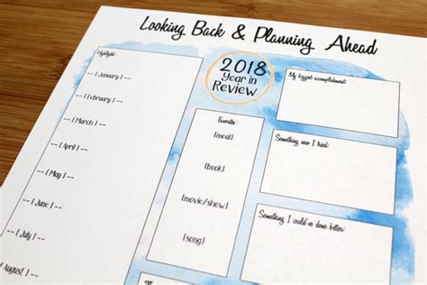 printable year  review printable planner inserts