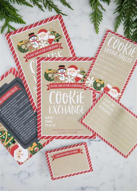 host  cookie exchange recipe cards template christmas cookie