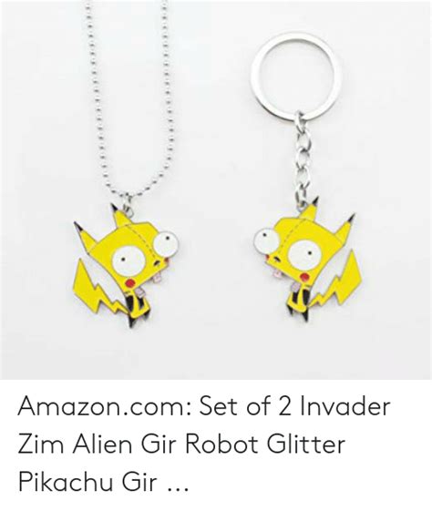 Amazoncom Set Of 2 Invader Zim Alien Gir Robot Glitter Pikachu Gir