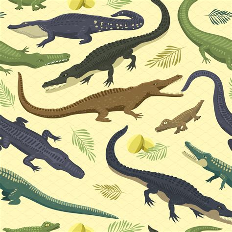 vector pattern with crocodile custom designed illustrations
