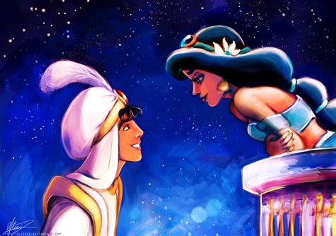 Walt Disney Couples Princess Jasmine And Prince Aladdin In Love
