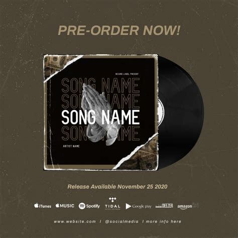 single  album release pre order  template postermywall