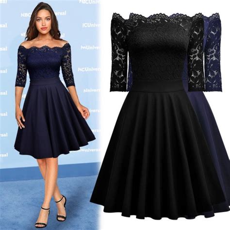 amazing women s vintage elegant lace cocktail evening party sexy night out flare dresses 2019