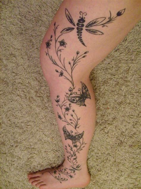 Flower Vine Tattoos For Women Leg Vine Tattoo
