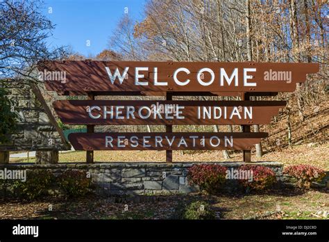 sign   cherokee indian reservation cherokee north stock