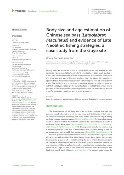 Pdf Body Size And Age Estimation Of Chinese Sea Bass Lateolabrax
