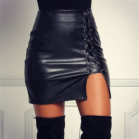 sexy clubwear women mini pencil tight short skirts work wear black faux