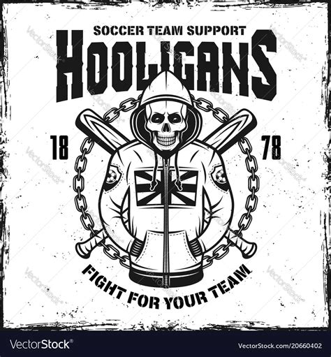 hooligan skull  hoodie emblem royalty  vector image
