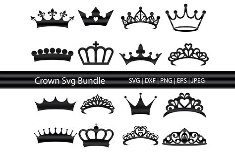 crown silhouette bundle svg png eps dxf file
