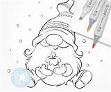 Christmas Digi Gnome Stamp Nordic Gnomes Coloring Digital Stamps Winter Holiday Xmas Choose Board Candle sketch template