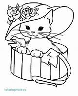 Coloring Cat Pages Kitty Hat Cute Persian Drawing Minecraft Fancy Color Cats Print Printable Colouring Pig Kitten Nyan Getdrawings Fish sketch template