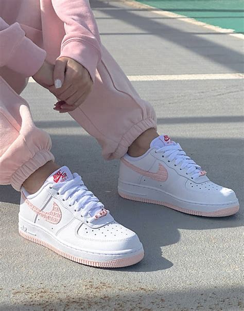 nike love air force   trainers  white  pink asos