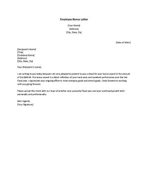 fillable   annual bonus letter template  fax email print