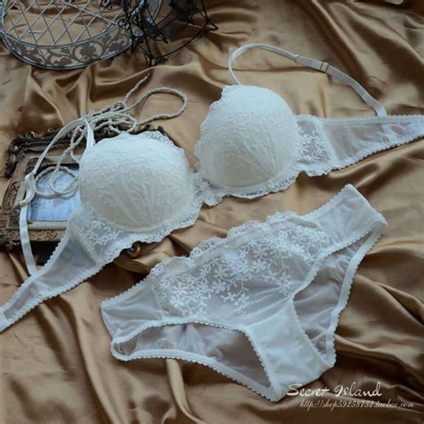 white aesthetic embroidery floral bra and panties delicate lace bra set