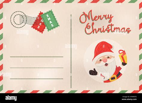 merry christmas postcard  traditional vintage mail style holiday