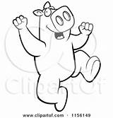 Pig Character Clipart Jumping Cartoon Cory Thoman Vector Outlined Coloring Royalty Energetic 2021 sketch template