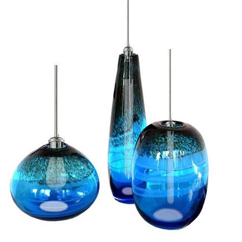 modern blown blue glass shade pendant lighting 12016