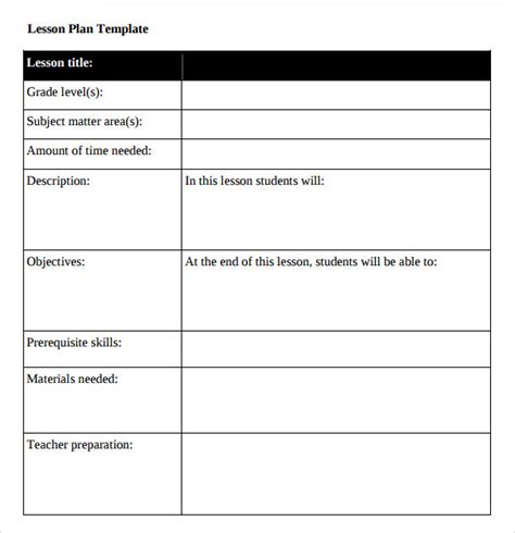 Free Sample Blank Lesson Plan Templates In Pdf 5888 Hot Sex Picture