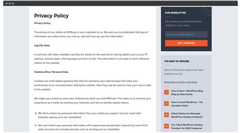 create  privacy policy   wordpress website  methods