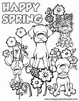 Spring Coloring Pages Kids Happy Print Visit Adult Flower Kindergarten sketch template