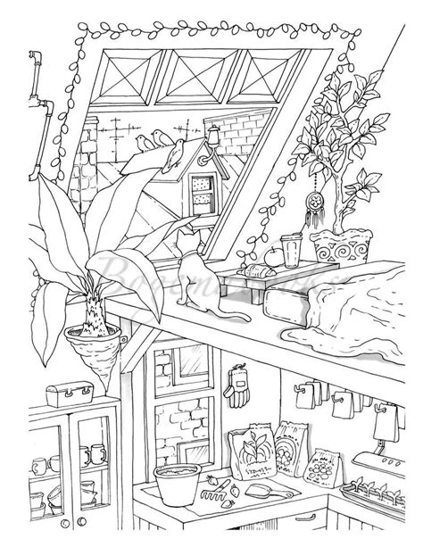 nice  town interiors adult coloring book coloring etsy