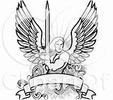 Angel Warrior Sword Tattoo Holding Coloring Pages Blank Banner Choose Board Male Over sketch template
