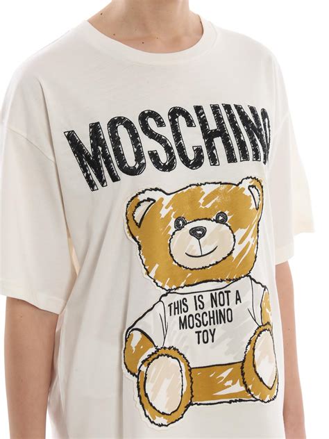 moschino teddy bear patch white cotton t shirt lyst