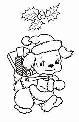 Christmas Dog Coloring Cute Pages Presents Sheet Animals Kitten sketch template