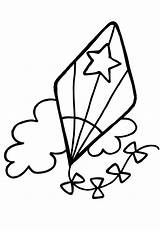 Kite Mewarnai Layang Flying Kites Tk Paud Clouds Berbagai Doghousemusic sketch template