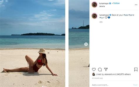 Luna Maya Rebahan Di Pantai Pakai Bikini Warganet Singgung Soal Aurat