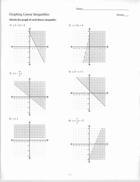 algebra  graphing linear inequalities practice answer key graphing