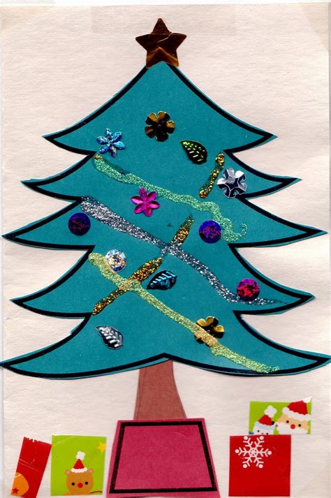 easy christmas tree card craft preschool crafts  kids