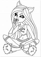 Coloring Monster Evil Pages Girl Easy High Sitting Down sketch template