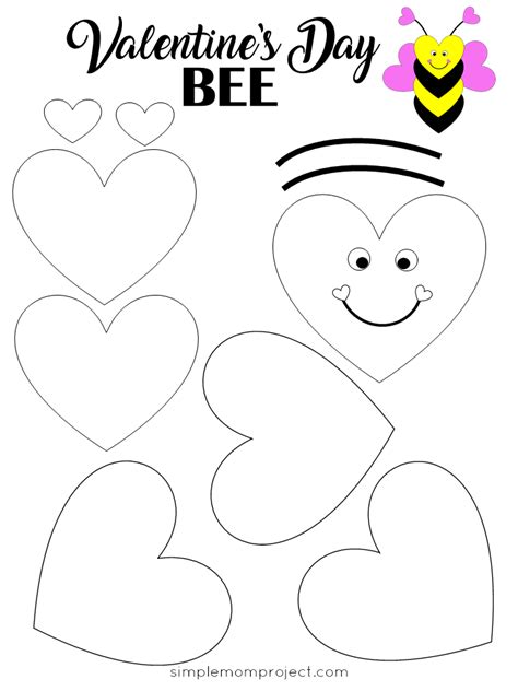 printable heart bee craft  kids easy valentine crafts