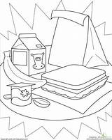 Healthy Color School Lunches Lunch Coloring Pages Kindergarten Life Back Worksheet Worksheets Sandwich Cute Learning Packed Education sketch template