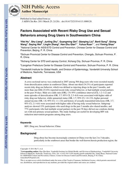 pdf factors associated with recent risky drug use and sexual