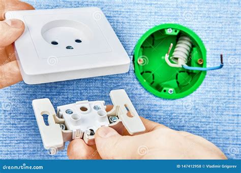 installation   european standard socket stock photo image  industry connections