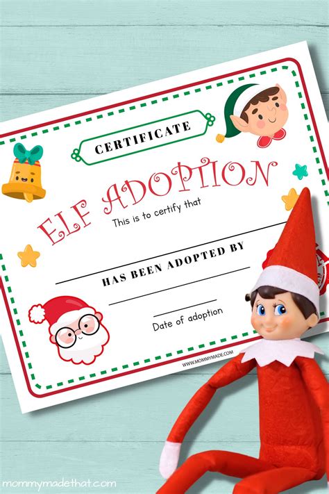 elf adoption certificate  printable birth certificate