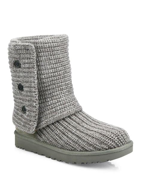 lyst ugg classic cardy knit boots  gray