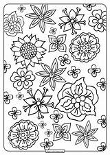 Coloring Flower Printable Drawings Basic sketch template