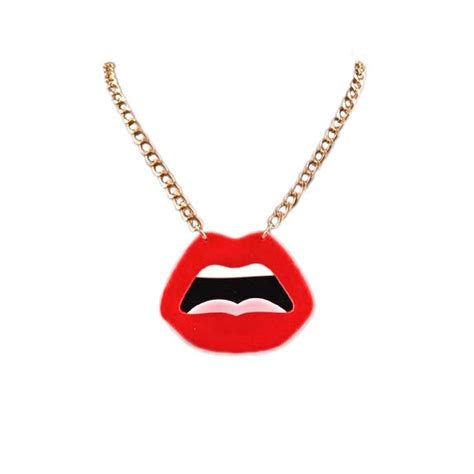 new fashion large red mouth lips acrylic pendant necklace sexy mouth