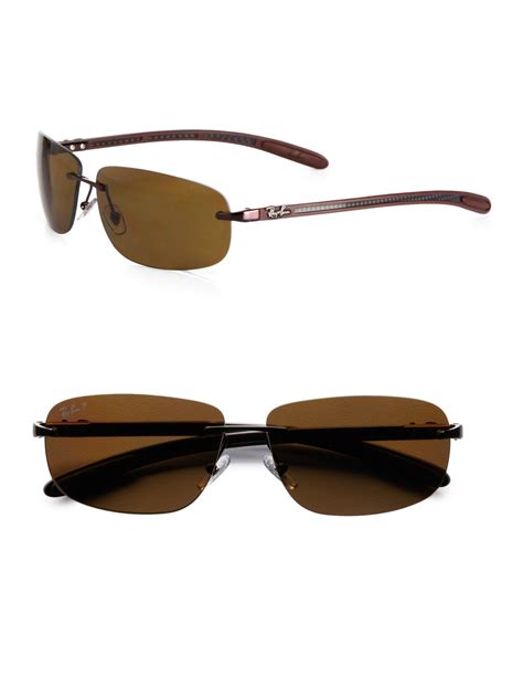 lyst ray ban tech rimless metal sunglasses in brown for men